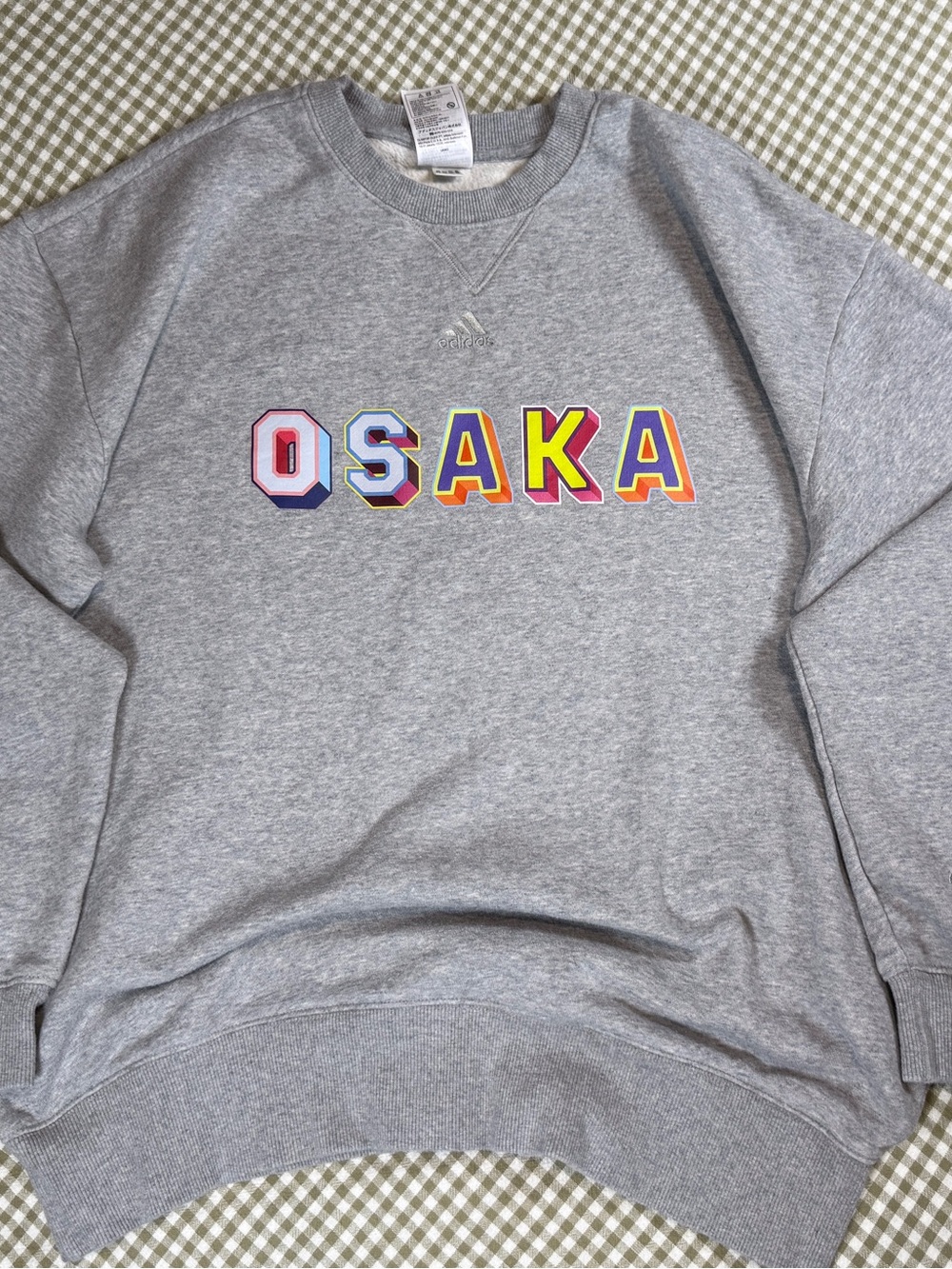 adidas Grey Crewneck Sweatshirt with Multicolor OSAKA Letters